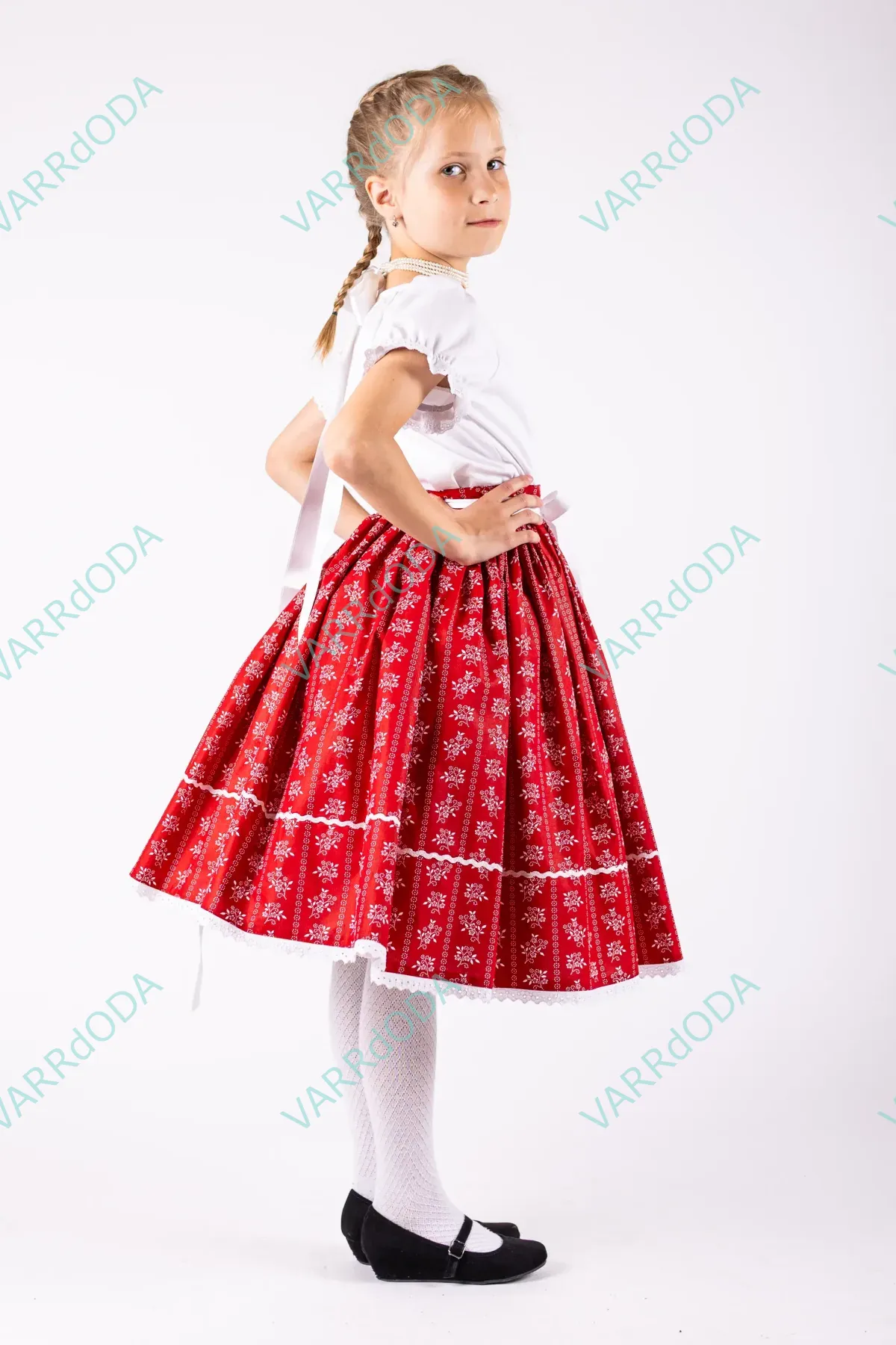 Piros virágos néptáncos szoknya - Image 3